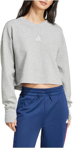 adidas Women's All Szn Ribbed V-Neck Sweatshirt in Saudi Arabia