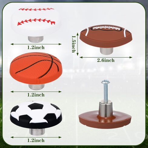 8 PCS Sports Ball Dresser Knobs for Kidsball Baseball Basketball Dresser Knobs for Boys Football Success Sports Armerware Reder Hangeles for Hablet Party Decor (Classic Style) in Saudi Arabia