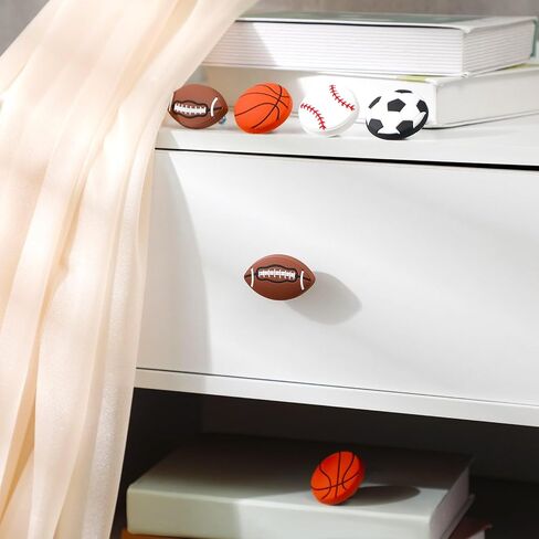8 PCS Sports Ball Dresser Knobs for Kidsball Baseball Basketball Dresser Knobs for Boys Football Success Sports Armerware Reder Hangeles for Hablet Party Decor (Classic Style) in Saudi Arabia