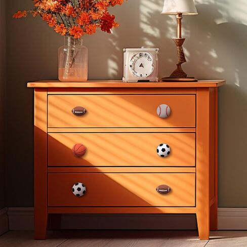 8 PCS Sports Ball Dresser Knobs for Kidsball Baseball Basketball Dresser Knobs for Boys Football Success Sports Armerware Reder Hangeles for Hablet Party Decor (Classic Style) in Saudi Arabia
