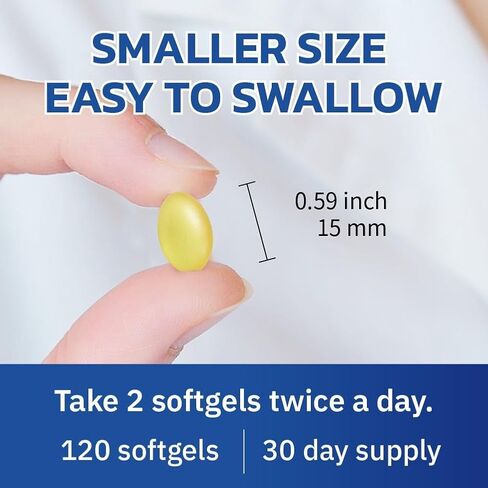 Lovita Omega-3 Fish Oil 2000mg, High Absorption rTG Form with EPA & DHA, 90% Omega-3, Burpless, Easy to Swallow, Supports Heart, Brain & Eye Health, 120 Enteric-Coated Softgels (Pack of 3) in Kuwait