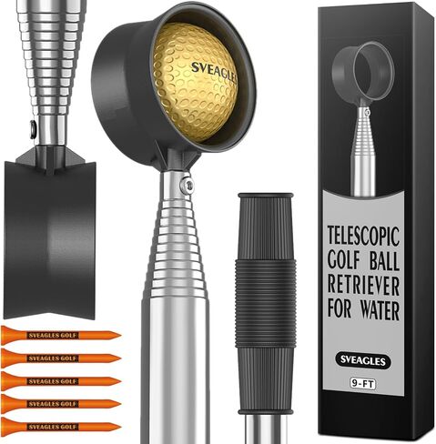 Golf Ball Retriever Telescopic for Water, 12Ft/9Ft Two-Sided Golf Ball Grabber Stainless Steel Ball Retriever Tool Golf Ball Picker Golf Accessories in Saudi Arabia