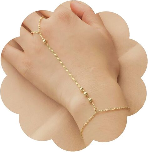 Hand Chain Jewelry for Women,Ring Chain Bracelet, 14K Yellow Gold Plated Dainty Cubic Zirconia Bracelet in Kuwait