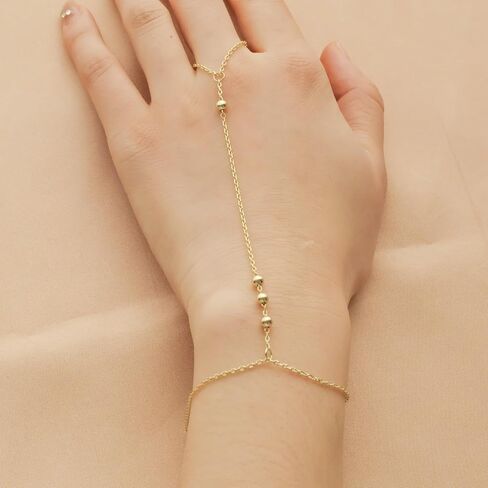 Hand Chain Jewelry for Women,Ring Chain Bracelet, 14K Yellow Gold Plated Dainty Cubic Zirconia Bracelet in Kuwait