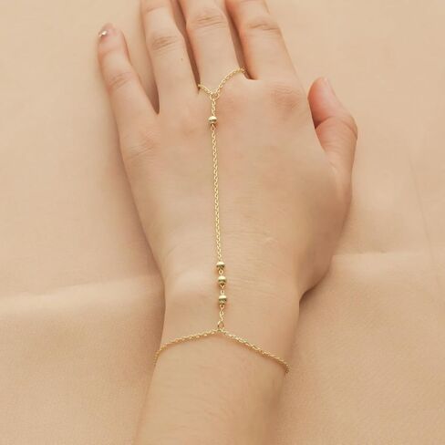 Hand Chain Jewelry for Women,Ring Chain Bracelet, 14K Yellow Gold Plated Dainty Cubic Zirconia Bracelet in Kuwait