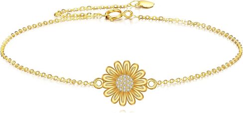 Dovran 14K سوار الذهب الصلب ديزي للنساء الحقيقي صفراء زهرة سوار المجوهرات الصيف هدايا عيد ميلاد للزوجة أمي in Kuwait