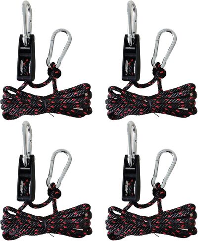 Ratchet Tie Down Straps, 1/4" (6mm) Adjustable Rope Hangers(4pcs, 12ft/Pack), Suitable for Kayak Fixation, Freight Transportation, Trucks, Tents, Hanging Plants and Various Bundling Uses in Kuwait
