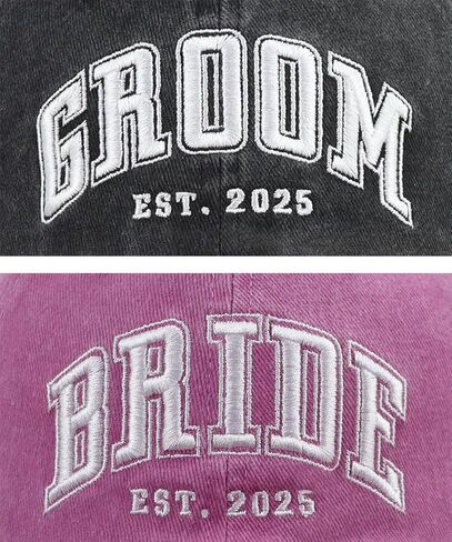 Tdopsxyxw 2PCS Bride and Groom Est 2025 2026 Hats for Men Women, Funny Adjustable Embroidered Newlyweds Couples Baseball Cap in Kuwait