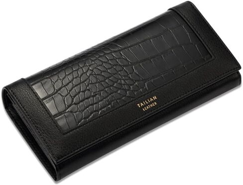 PORRASSO Women Wallets Elegant Purse Ladies Wallet Card Holder Multi-Compartment Wallet Phone Bag Change Pouch Black in Kuwait