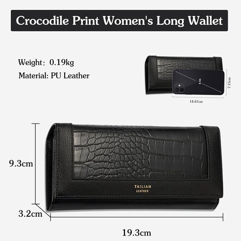 PORRASSO Women Wallets Elegant Purse Ladies Wallet Card Holder Multi-Compartment Wallet Phone Bag Change Pouch Black in Kuwait