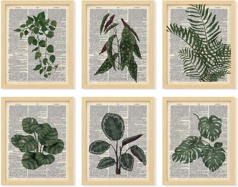 97 Decor Green Wall Art Prints - Plant Pictures Art Wall Art ، Pintage Botanical Prints ، Plant Poster for Room Aealthetic ، Book Pages Art Dice Dark Green Wall Decor in Kuwait