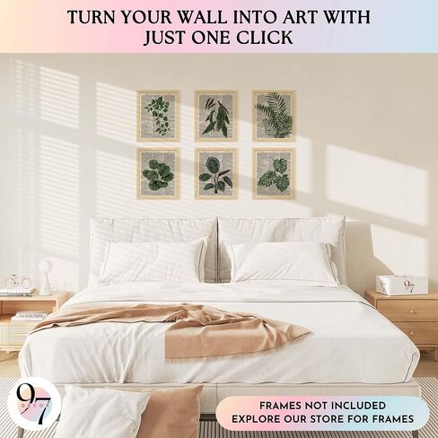 97 Decor Green Wall Art Prints - Plant Pictures Art Wall Art ، Pintage Botanical Prints ، Plant Poster for Room Aealthetic ، Book Pages Art Dice Dark Green Wall Decor in Kuwait