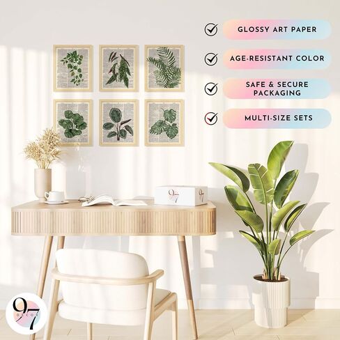 97 Decor Green Wall Art Prints - Plant Pictures Art Wall Art ، Pintage Botanical Prints ، Plant Poster for Room Aealthetic ، Book Pages Art Dice Dark Green Wall Decor in Kuwait