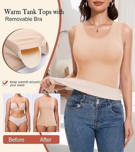 Thermal Tank Top Women Fleece Lined Undershirt V Neck Lace Camisole Tops Warm Base Layer Underwear Cami Vest in Kuwait