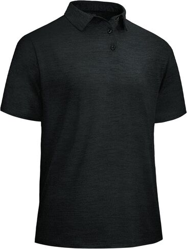 LalaHooK Polo Shirts for Men - Short Sleeve Quick Dry Moisture Wicking Black Golf T Shirts for Work Casual Athletic in Saudi Arabia