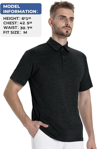 LalaHooK Polo Shirts for Men - Short Sleeve Quick Dry Moisture Wicking Black Golf T Shirts for Work Casual Athletic in Saudi Arabia