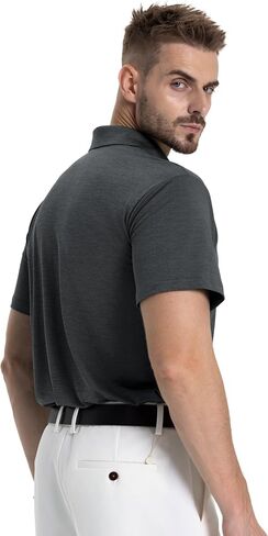 LalaHooK Polo Shirts for Men - Short Sleeve Quick Dry Moisture Wicking Black Golf T Shirts for Work Casual Athletic in Saudi Arabia