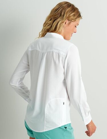 Huk Standard Tide Point Pattern Long Sleeve Shirt, Button Down for Women, White, Small in Saudi Arabia