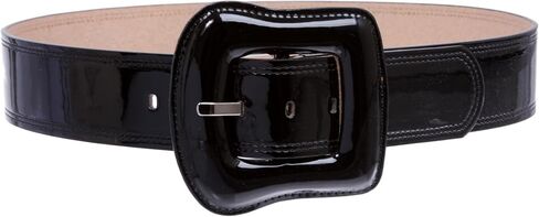 Women's 2" Wide High Waist Patent Belt with Bold Buckle in Saudi Arabia