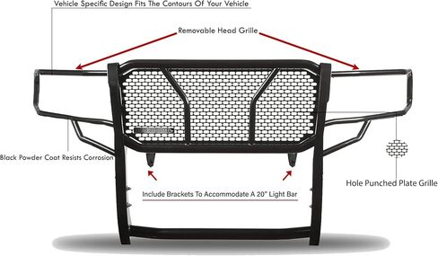 Black Horse RUGGED Heavy Duty Grille Brush Bumper Guard Modular Black Compatible with 2016-2023 Toyota Tacoma(Blocks Sensor)-RU-TOTA16-B in Saudi Arabia