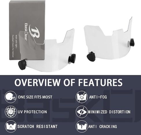 Football Visor Helmet Clear Visor, Scratch Resistant, UV Block, Anti-Fog, Anti-Cracking. Fits Youth and Adult Football Helmets. in Saudi Arabia