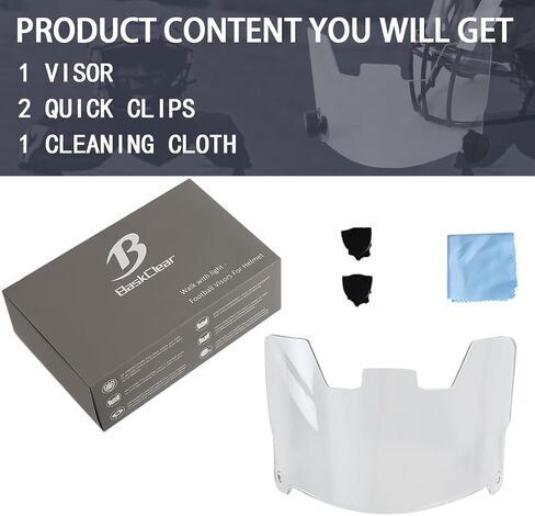 Football Visor Helmet Clear Visor, Scratch Resistant, UV Block, Anti-Fog, Anti-Cracking. Fits Youth and Adult Football Helmets. in Saudi Arabia