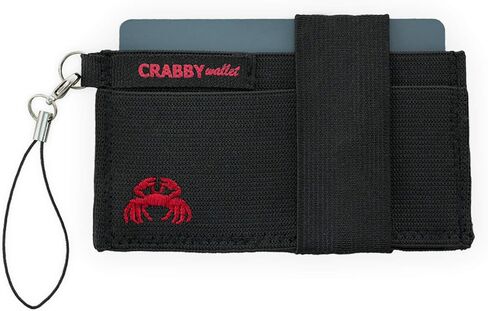 Front Pocket Wallet - Minimalist Wallet - Elastic - Everyday Carry Cards, Cash, Phone, Keys - Securely Holds for Easy Access - Lobster Claw Keychain Included (Black) in Saudi Arabia