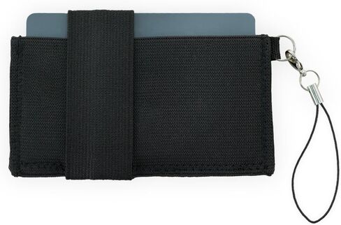 Front Pocket Wallet - Minimalist Wallet - Elastic - Everyday Carry Cards, Cash, Phone, Keys - Securely Holds for Easy Access - Lobster Claw Keychain Included (Black) in Saudi Arabia