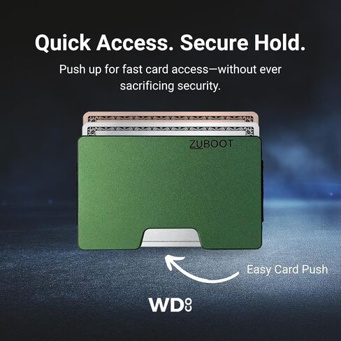 محفظة RFID النحيفة للرجال-محفظة جيب الألمنيوم الأمامية مع مقطع نقدي قابل للإزالة ، حزام نقدي وحامل Airtag المدمج-تصميم معدني خفيف الوزن ، متين (أخضر ، يحمل 16 بطاقة) in Kuwait