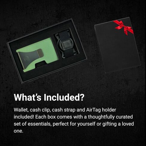 محفظة RFID النحيفة للرجال-محفظة جيب الألمنيوم الأمامية مع مقطع نقدي قابل للإزالة ، حزام نقدي وحامل Airtag المدمج-تصميم معدني خفيف الوزن ، متين (أخضر ، يحمل 16 بطاقة) in Kuwait