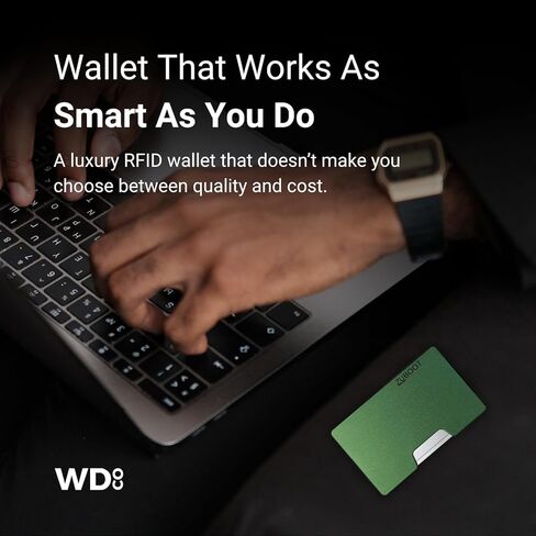 محفظة RFID النحيفة للرجال-محفظة جيب الألمنيوم الأمامية مع مقطع نقدي قابل للإزالة ، حزام نقدي وحامل Airtag المدمج-تصميم معدني خفيف الوزن ، متين (أخضر ، يحمل 16 بطاقة) in Kuwait