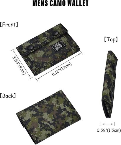 JEMINAL Camo Bifold Wallet for Men Thin Nylon Short Wallet with Cash Zipper Pocket Green in Kuwait