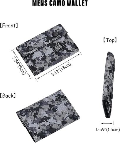 JEMINAL Camo Bifold Wallet for Men Thin Nylon Short Wallet with Cash Zipper Pocket Green in Kuwait