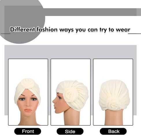 6 Pieces African Turban Flower Knot Headwrap Pre Tied Bonnet Beanie Cap Hair Loss Wrap Headband Tie for Women Girls Multi in Saudi Arabia
