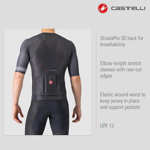 قميص A/C للرجال في Castelli ، كم ربع طول ، zip الكامل ، ركوب الدراجات على الطرق وركوب الدراجات في الحماية من الأشعة فوق البنفسجية in Saudi Arabia