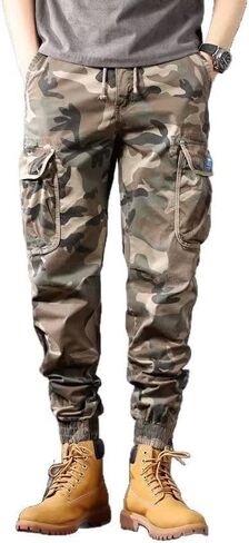 TOONRAIN Camo Cargo Pants for Men Casual Drawstring Sweatpants Camouflage Joggers Trouser with Pockets in Kuwait