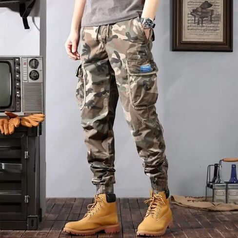 TOONRAIN Camo Cargo Pants for Men Casual Drawstring Sweatpants Camouflage Joggers Trouser with Pockets in Kuwait