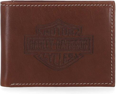 Harley-Davidson Men's Laser Bar & Shield Logo Pocket Pocket Leather ، Brown in Saudi Arabia