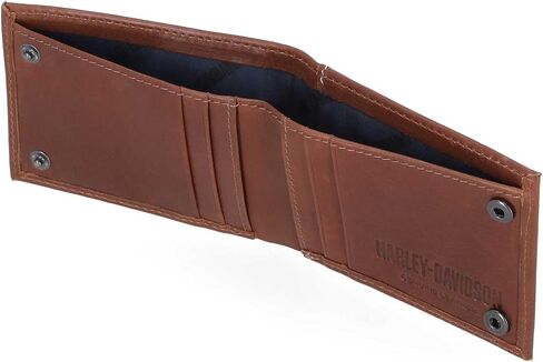 Harley-Davidson Men's Laser Bar & Shield Logo Pocket Pocket Leather ، Brown in Saudi Arabia