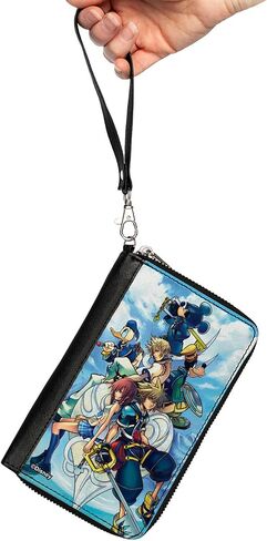 محفظة ديزني لأسفل مشبك ، Zip حول ، Kingdom Hearts 6-Carracter Group Pose Blues ، جلد نباتي in Saudi Arabia