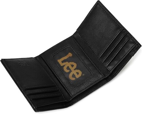 Lee Men’s Trifold Wallet, Pebble Grain Leather Wallet with Flip ID Window in Saudi Arabia