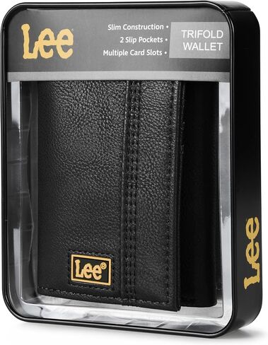 Lee Men’s Trifold Wallet, Pebble Grain Leather Wallet with Flip ID Window in Saudi Arabia