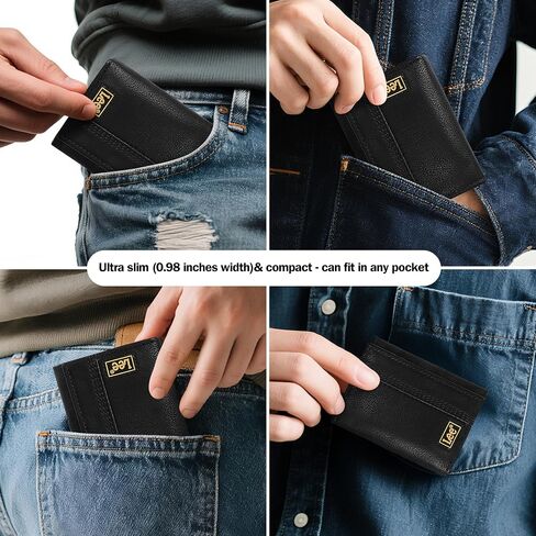 Lee Men’s Trifold Wallet, Pebble Grain Leather Wallet with Flip ID Window in Saudi Arabia