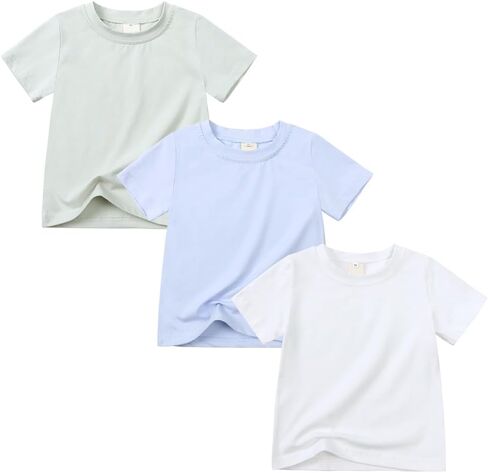 3-Pack Boys Summer T-Shirt Short Sleeve Crew Neck T Shirt Toddler Soft Cotton Casual Tee Shirts in Kuwait