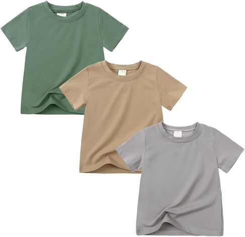 3-Pack Boys Summer T-Shirt Short Sleeve Crew Neck T Shirt Toddler Soft Cotton Casual Tee Shirts in Kuwait