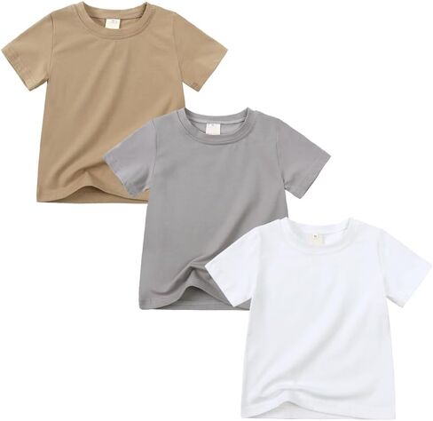 3-Pack Boys Summer T-Shirt Short Sleeve Crew Neck T Shirt Toddler Soft Cotton Casual Tee Shirts in Kuwait