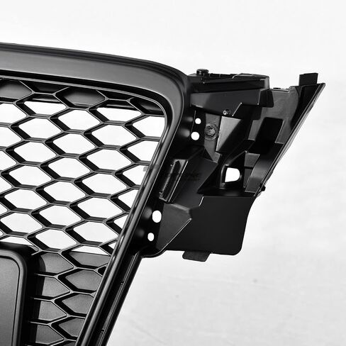 7422439492455 Compatible With 2009-2012 Audi A4 B8 Glossy Black RS-Honeycomb Mesh Front Bumper Grill Grille With Emblem Base in Saudi Arabia