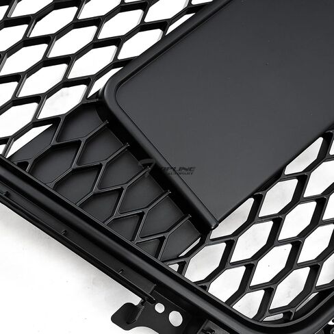 7422439492455 Compatible With 2009-2012 Audi A4 B8 Glossy Black RS-Honeycomb Mesh Front Bumper Grill Grille With Emblem Base in Saudi Arabia