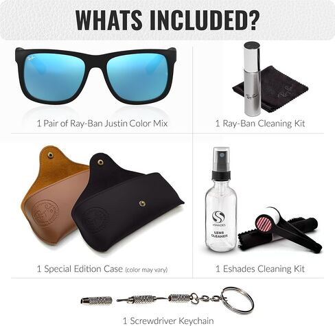 Ray-Ban RB4165 JUSTIN COLOR MIX Square Shape Sunglasses with Official Eyewear Kit Bundle in Saudi Arabia