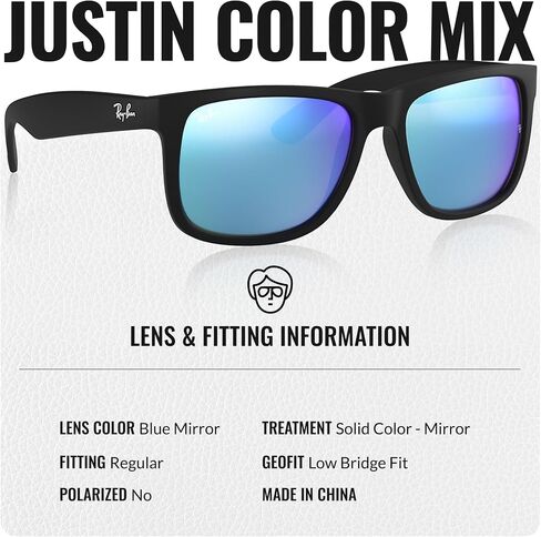 Ray-Ban RB4165 JUSTIN COLOR MIX Square Shape Sunglasses with Official Eyewear Kit Bundle in Saudi Arabia